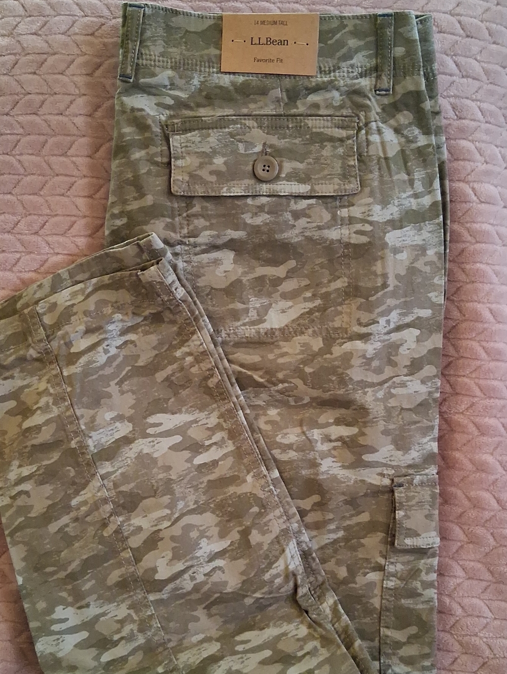 L.L. Bean Women's Cargo Pants in Olive Camo